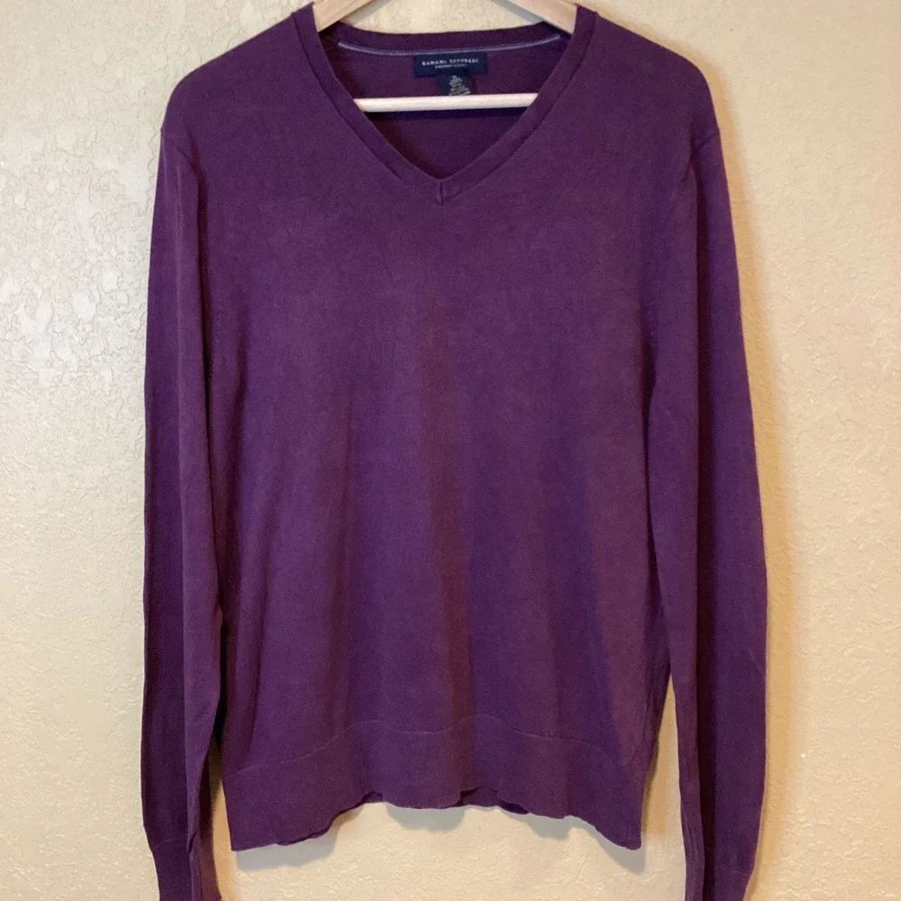 Banana Republic Luxury Blend Men's Medium Burgundy V-neck sweater, Silk/Cashmere